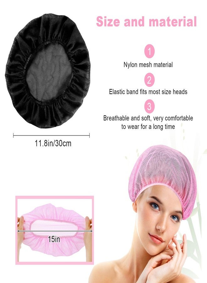 Dimeho 4 Pcs Mesh Sleep Bonnets Night Sleep Cap Hair Net for Sleeping Wig Cap Sleep Caps for Women(Pink/Black - Image 2